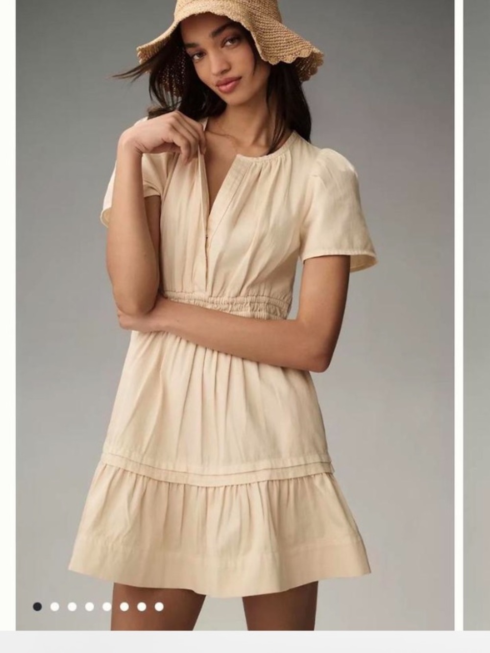 ANTHROPOLOGIE CREAM SHORT TIERED DRESS SZ 2X